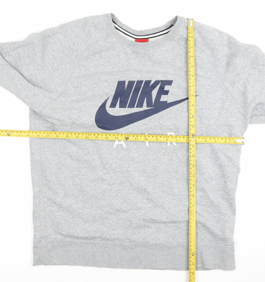 Nike Men’s Grey AIR Logo Sweatshirt L Regular Fit Pullover