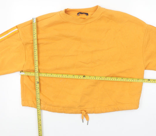 Marks and Spencer Women Yellow Drawstring Crew Neck Pullover Sweatshirt XS