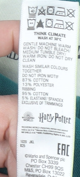 Marks and Spencer Girls Green Slytherin Pullover Sweatshirt 15–16 Years