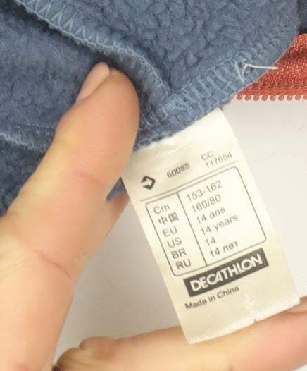 Additional view of Decathlon girls’ blue hooded full zip activewear jacket 14 years
