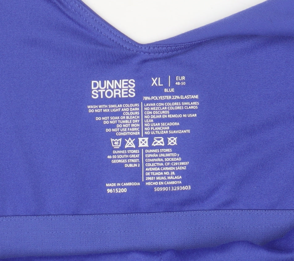 Brand and care label for Dunnes Women Blue V-Neck Athletic Tank Top XL