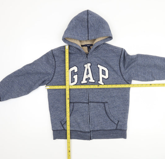 GAP Boys Blue Full Zip Hooded Sweatshirt 10-11 Years Sherpa Lined