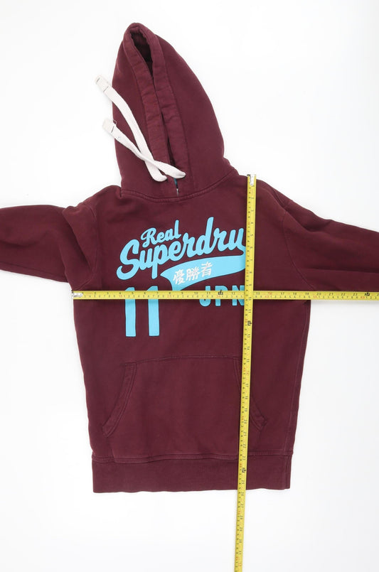 Superdry Men's Brown Pullover Hoodie Size S Vintage Sports Logo