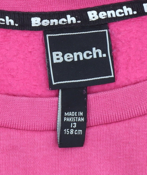 Additional view of Bench girls’ pink logo pullover sweatshirt 13 years fleece crew neck