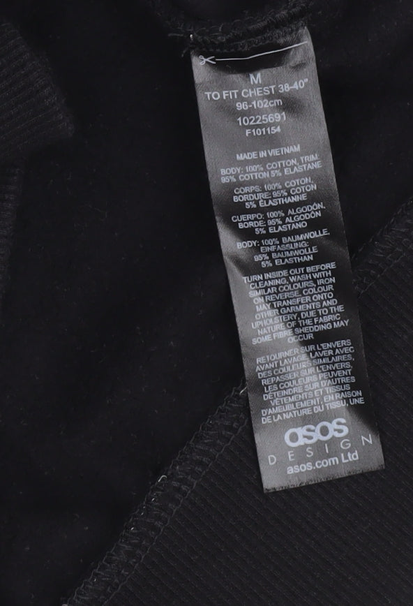 Brand and care label for ASOS Design Women Black Medium Cotton Blend Jumper, size M