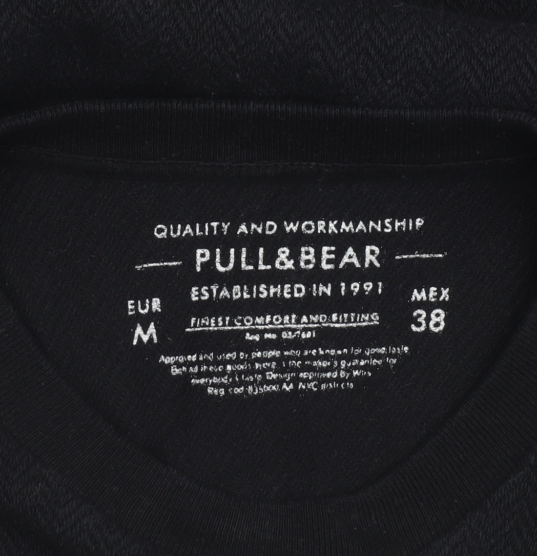 Pull&Bear Men's Black Medium Crew Neck Knit Sweatshirt