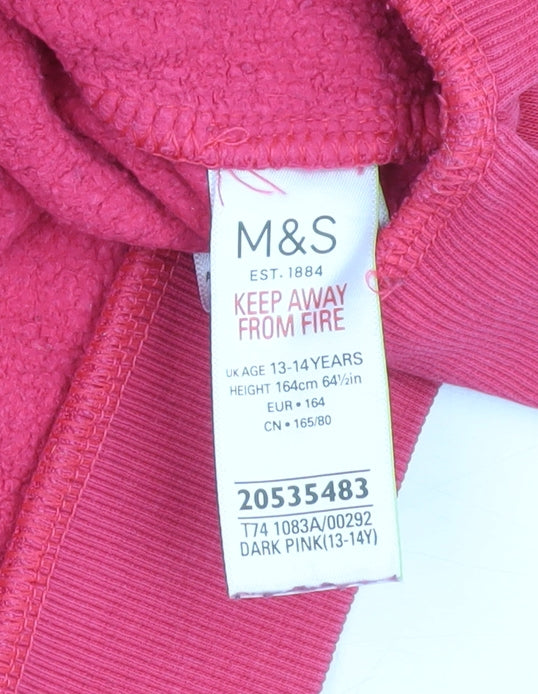 Additional view of Marks & Spencer girls’ pink ruffle sleeve crew neck sweatshirt 13-14 years