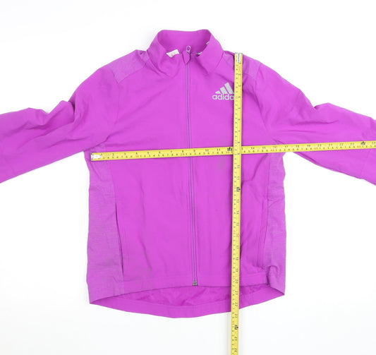 Adidas Teens Pink Climalite Running Track Jacket Size 12 Long Sleeve