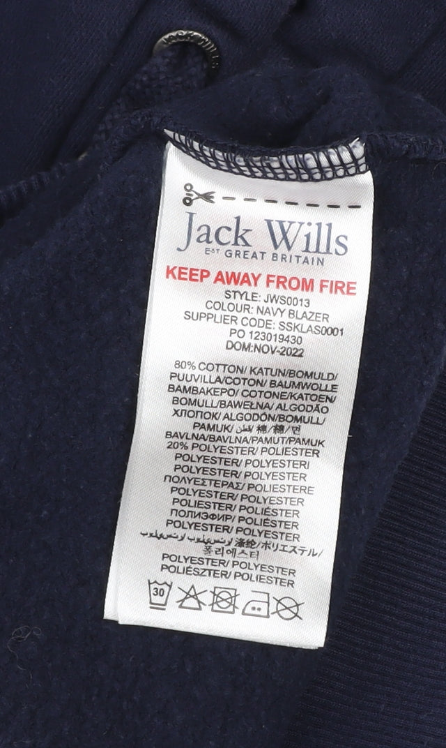 Additional view of Jack Wills boys’ blue pullover hoodie 5-6 years embroidered logo fleece