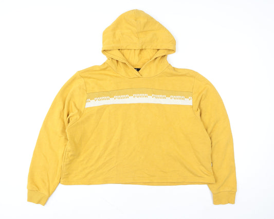 Mens UK L Regular PUMA Yellow Pullover Hoodie