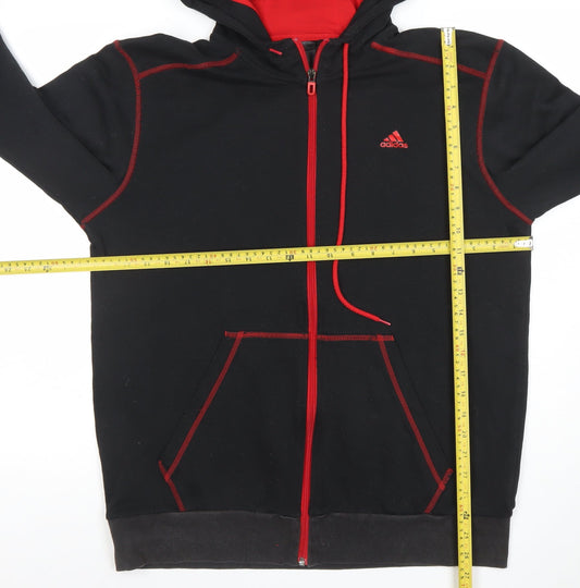 Adidas Mens Black Full Zip Hoodie Medium Sports Fleece Jacket