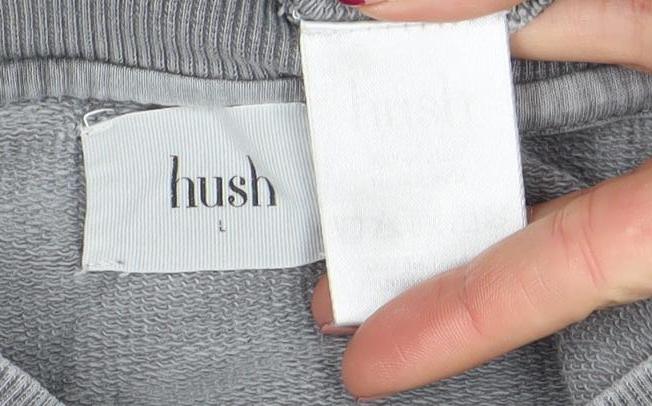 Fush Women Grey Crew Neck Pullover Sweatshirt with Rainbow Star Print Size L