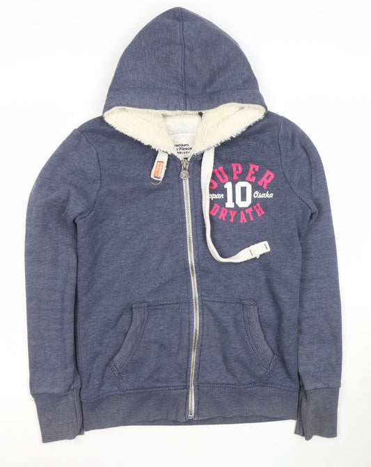 Womens UK S Regular Superdry Blue Full Zip Hoodie