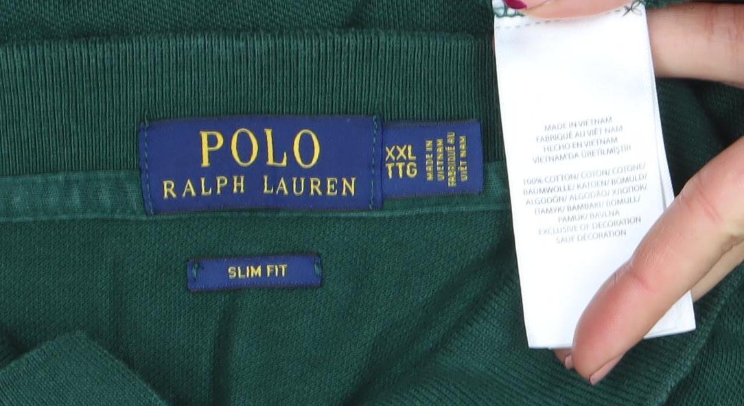 Ralph Lauren Men's Green Slim Fit Long Sleeve Polo Shirt 2XL Cotton