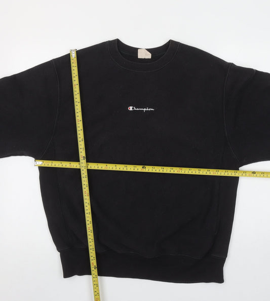 Champion Men's Black Medium Reverse Weave Embroidered Sweatshirt