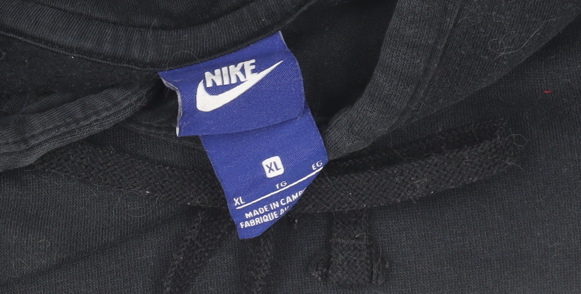 Nike Men’s Black Pullover Hoodie XL Fleece Cotton Blend