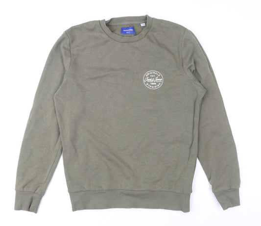 Mens UK S Regular JACK & JONES Green Pullover Sweatshirt