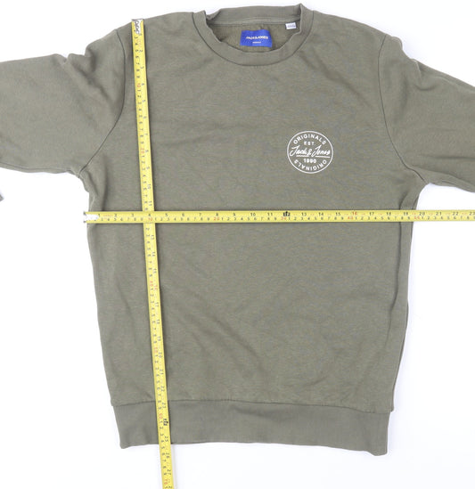 Mens UK S Regular JACK & JONES Green Pullover Sweatshirt