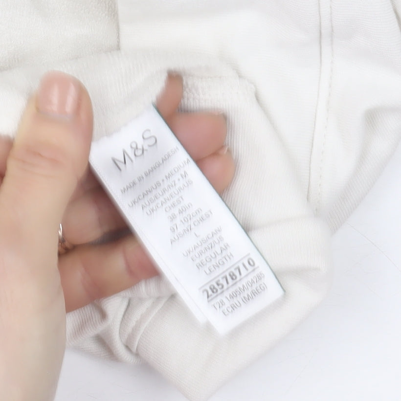 Marks and Spencer Men's Ivory Collared 1/2 Zip Sweatshirt M