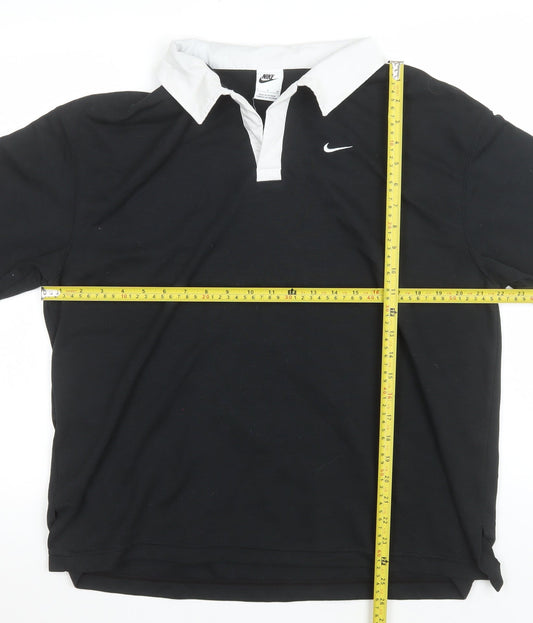 Nike Women's Black Long Sleeve Collared Polo Shirt Size S