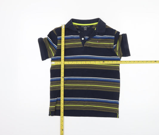 Tommy Hilfiger Boys Multicoloured Striped Polo Shirt 12-14 Years Cotton