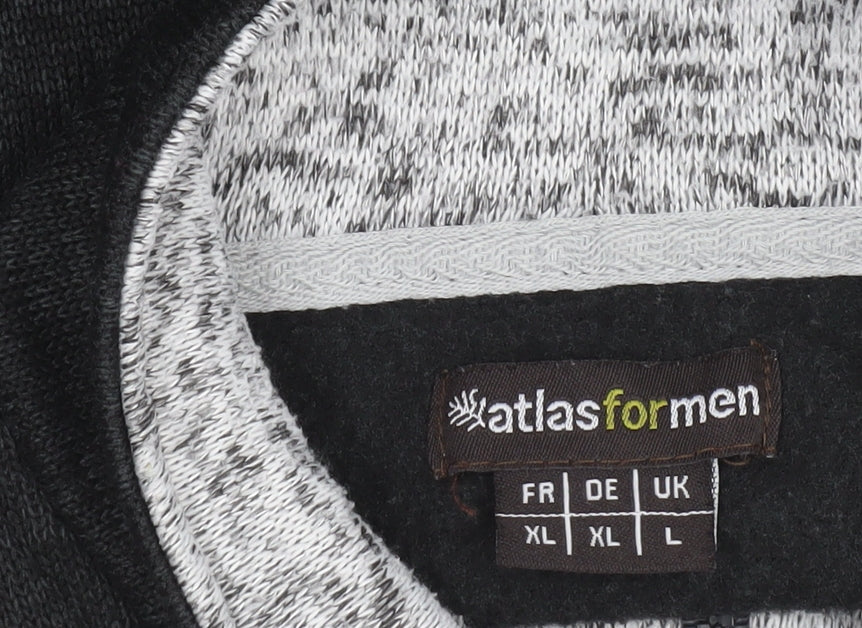 Atlas For Men L Grey 1/4 Zip Fleece Sweatshirt High Neck Regular Fit