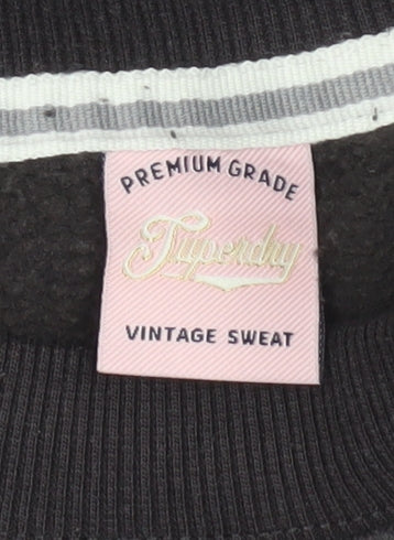 Superdry Women Black Size 10 Crew Neck Vintage Sweatshirt