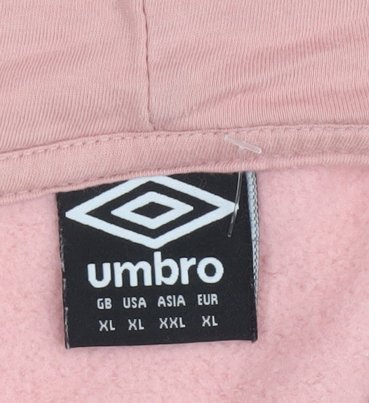 Womens UK XL Regular Umbro Pink Pullover Hoodie
