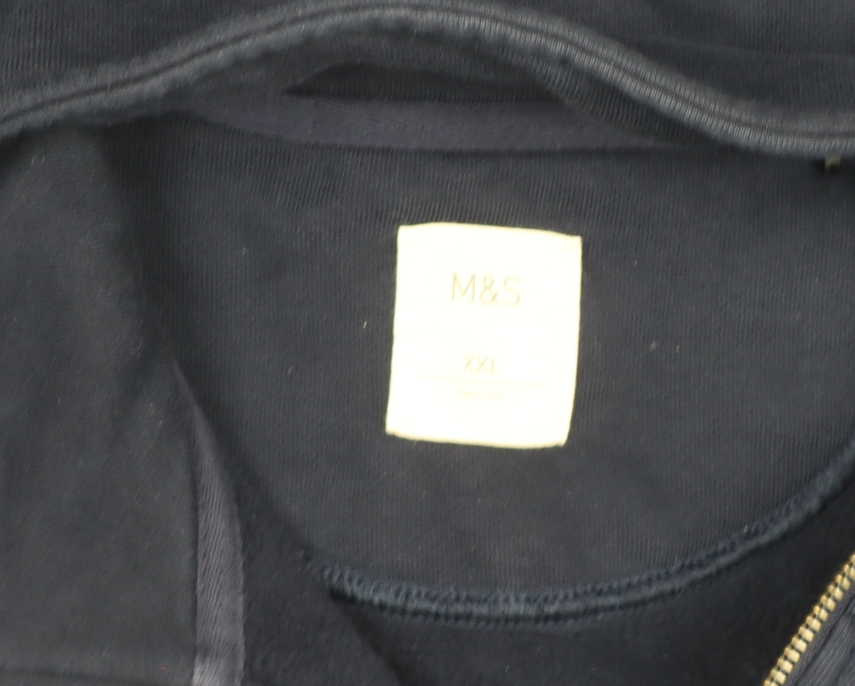 Marks and Spencer Women Navy Blue 1/2 Zip Sweatshirt XXL Cotton Blend