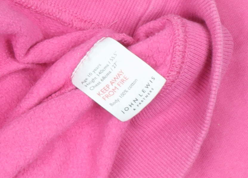 Additional view of John Lewis girls’ pink sequin disco sweatshirt 10 years cotton pullover