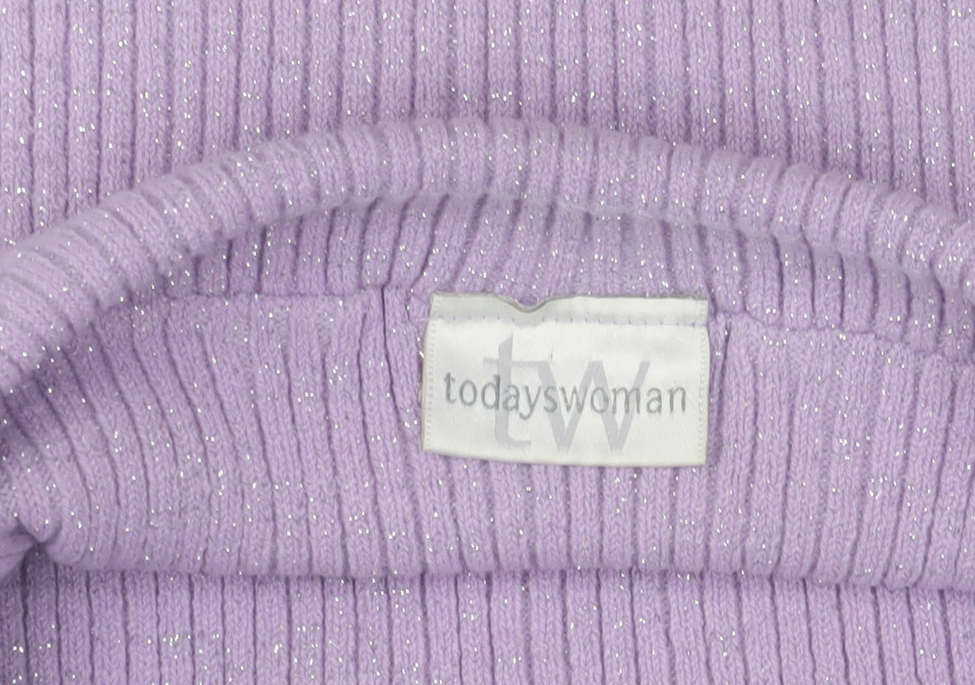 Todayswoman Womens Purple Strapless Ribbed Knit Camisole Top Size 14/16