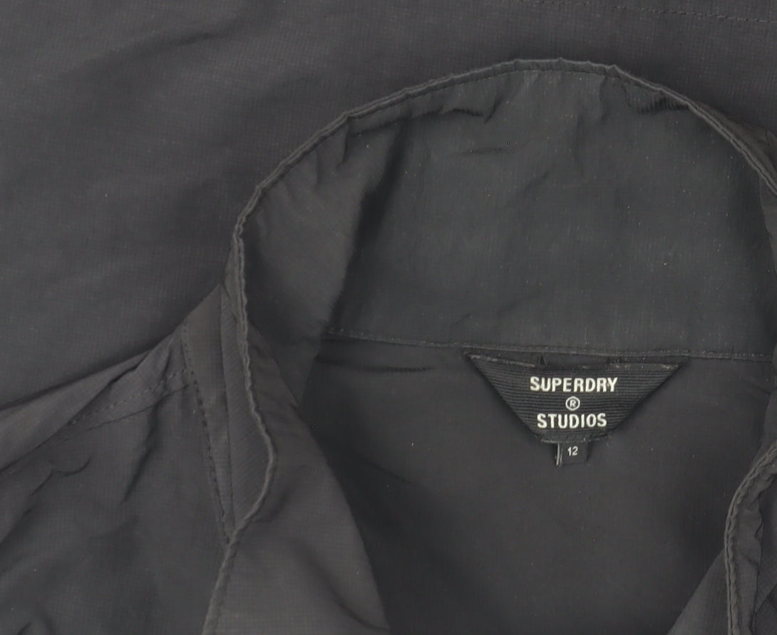 Superdry Womens Black Military Jacket Size 12 Cotton Blend