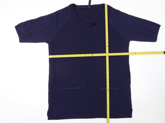 Arcadia Women’s Blue Knit Short Sleeve Pullover Jumper Size 18