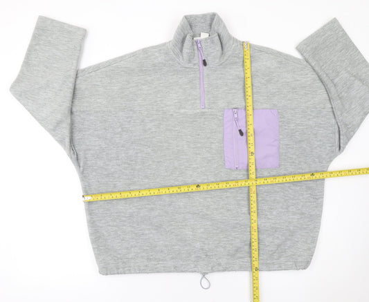 Monki Womens Grey 1/4 Zip Pullover Sweatshirt Size S