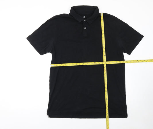 GAP Men’s Black Cotton Short Sleeve Polo Shirt Size L