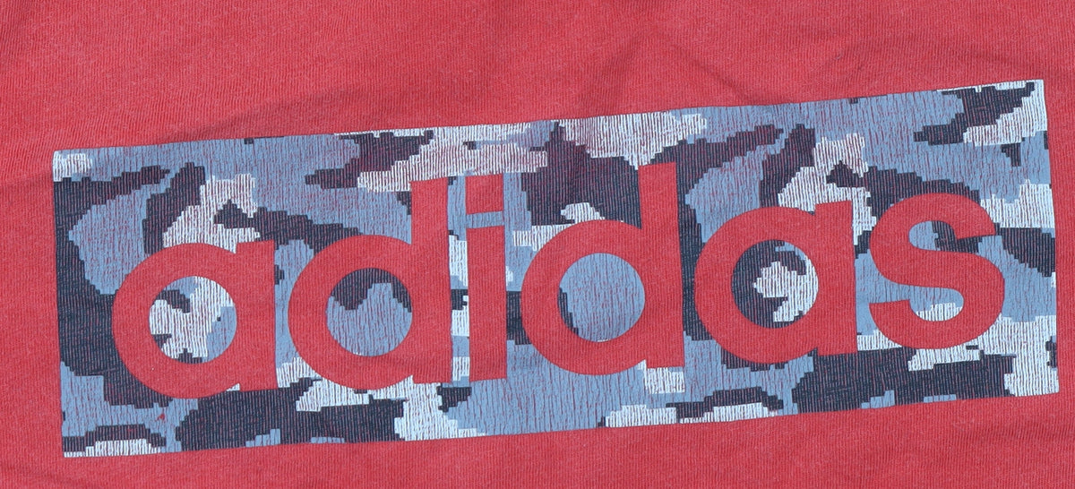 Additional view of Adidas boys’ red camouflage logo t-shirt 11-12 years short sleeve cotton