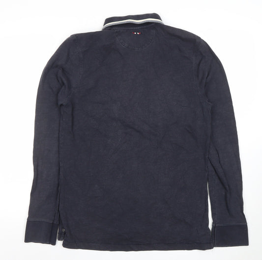 Napapijri Men's Blue Long Sleeve Polo Shirt Size S Cotton