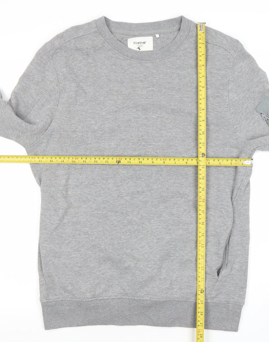 Mens UK L Regular Firetrap Grey Pullover Sweatshirt