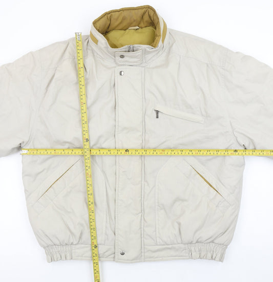 Greenwoods Mens Beige L Bomber Jacket Polyester Lined Full Zip