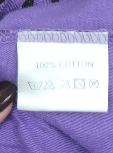 Paco Boutique Womens Purple Black Animal Print Cotton Button-Up Top Size 14