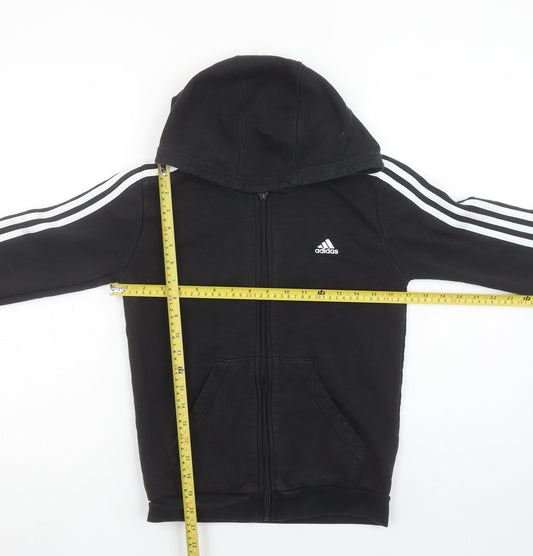 Adidas Boys Black Full Zip Hoodie 12 Years Cotton Blend