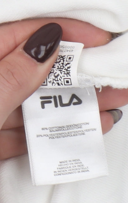Additional view of Fila Women White Small Pullover Hoodie Cotton Blend Casual