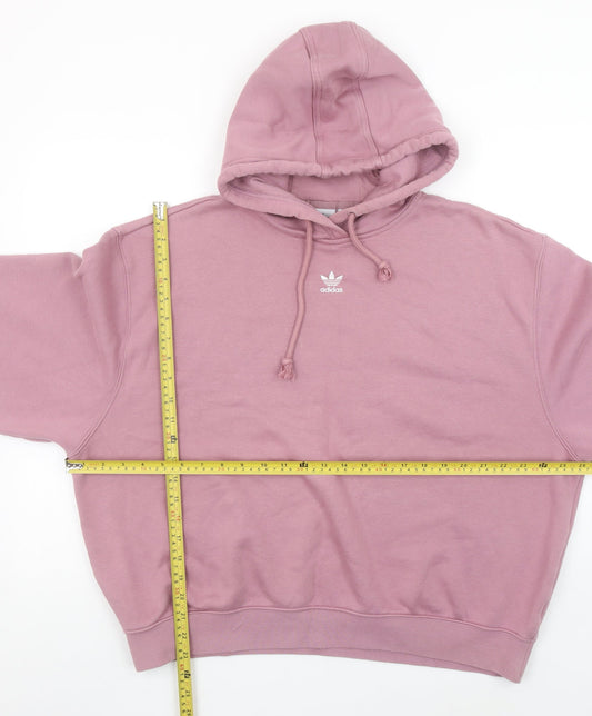 Adidas Women’s Pink Pullover Hoodie Size M 12-14 Cotton Blend Casual