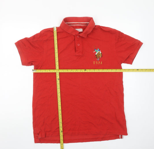 U.S. Polo Assn. Men's Red Cotton Embroidered Polo Shirt L