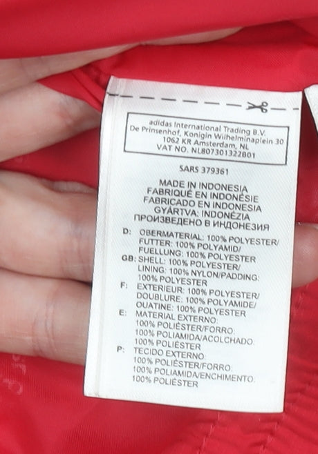 Adidas Women's Red Puffer Jacket Size 12 Quilted Zip Winter Coat