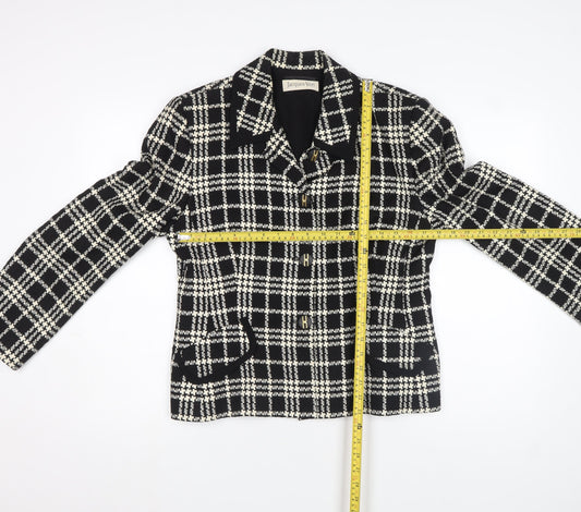 Jacques Vert Women's Black Check Wool Blend Blazer Size 14