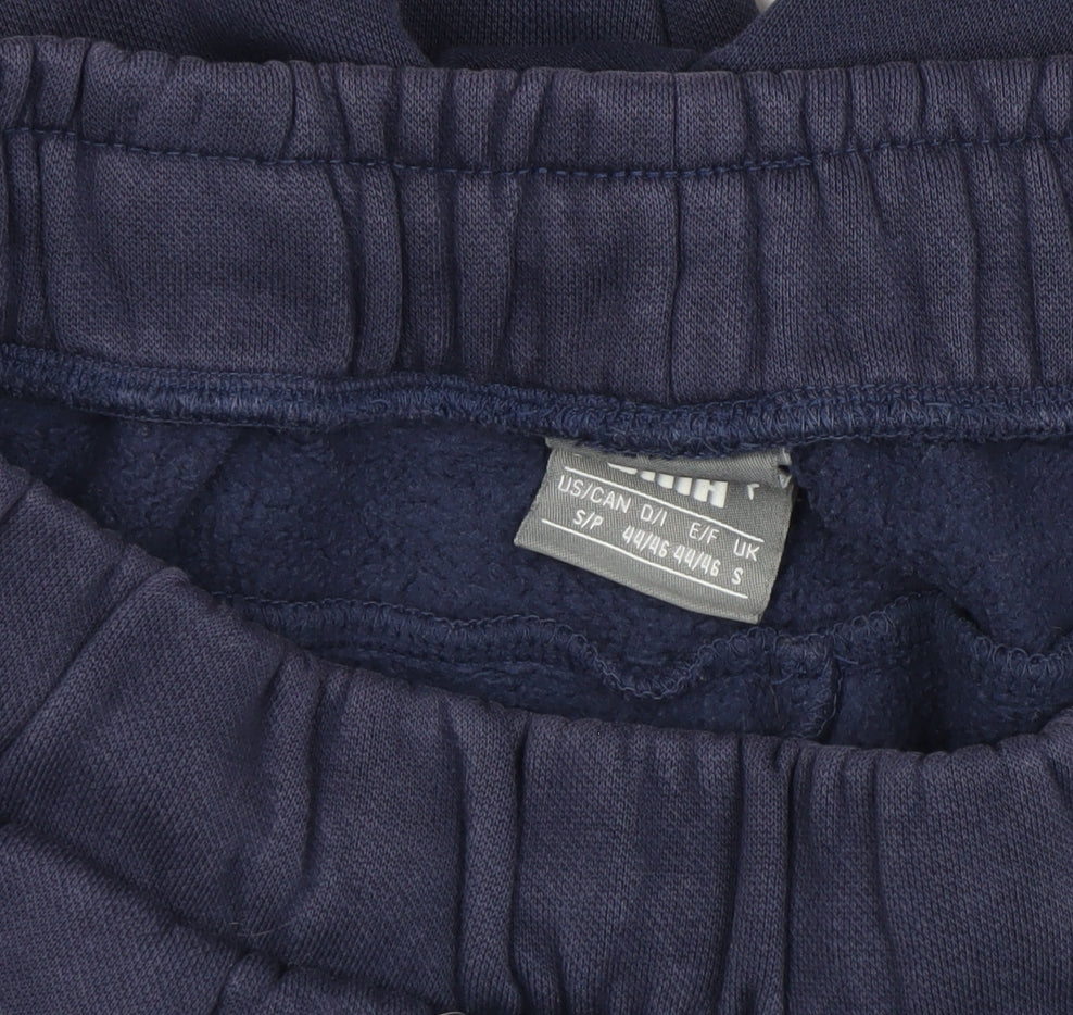 Brand and care label for Puma Men’s Blue Jogger Sweatpants S Regular Fit Activewear Trousers
