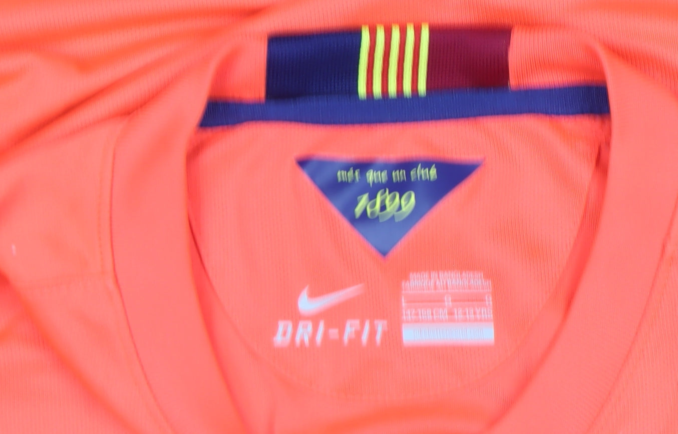 Nike Boys Orange Barcelona Dri-FIT Football Jersey T-Shirt 12-13 Years