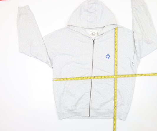 Legacy Studios Men Grey Full Zip Hoodie L Graphic Print Padel Team