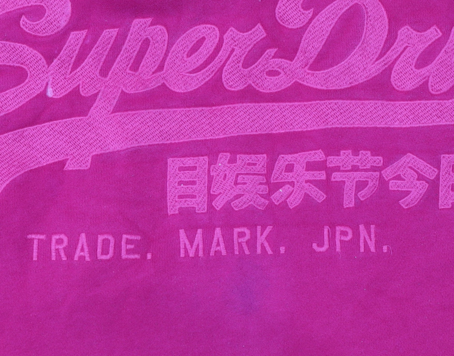 Superdry Womens Pink Pullover Hoodie Large Logo Cotton Blend